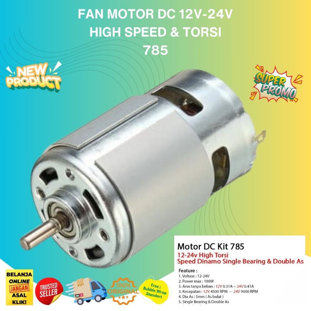 Dinamo Motor 785 Fan Motor Dc 12V High Speed & Torsi Murah