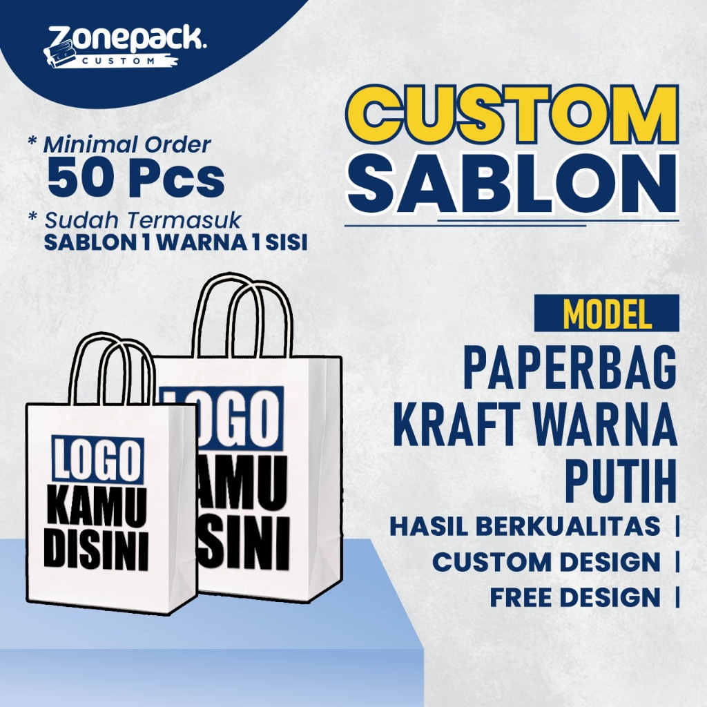 

Sablon Paperbag Kraft Warna Putih | Sablon 1 Warna 1 Sisi Tas Kertas Polos Kraft Putih | Paperbag Shopping Bag