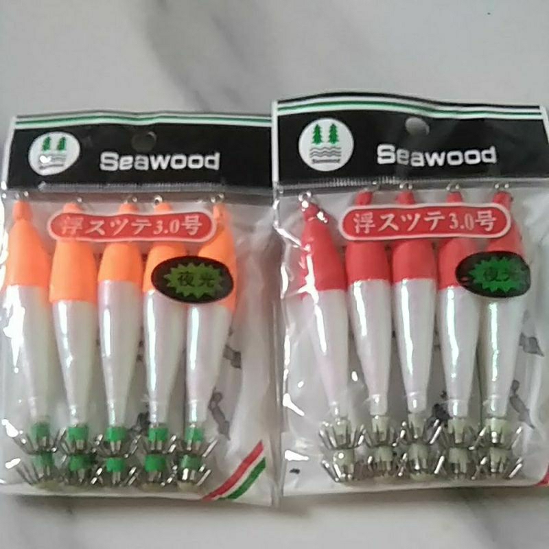 isi 5 umpan pancing cumi Apollo kilap manik nyala sotong squid premium hook seawood