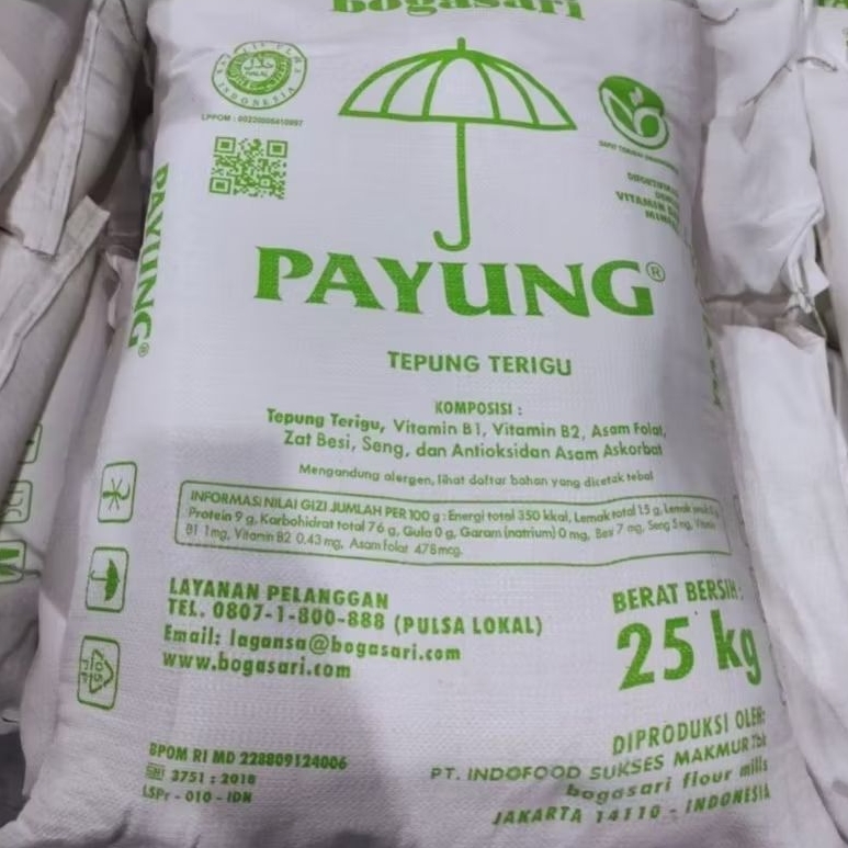 

PAYUNG/ TEPUNG TERIGU merk PAYUNG kiloan ( Repack ) ½kg 1kg