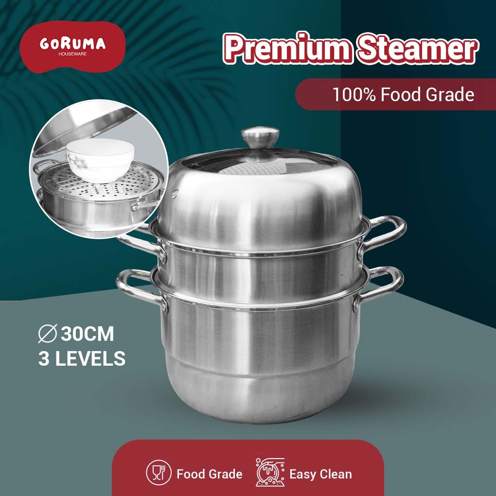 GORUMA - Dandang Kukus Stainless / Streamer  Stainless Steel / Dandang kukus tingkat 3
