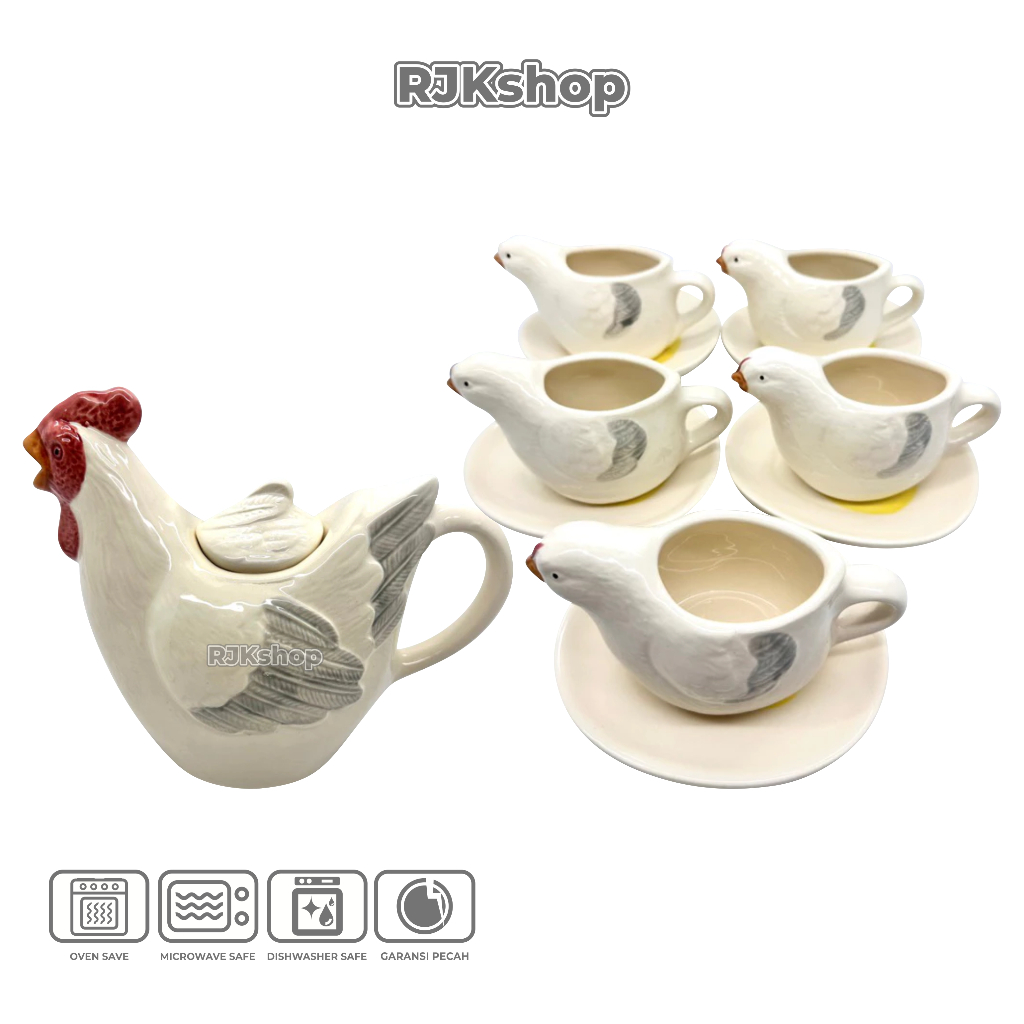 COFFESET TEKO SET / PITCHER SET / HAMPERS / CANGKIR TATAK MOTIF AYAM TELUR