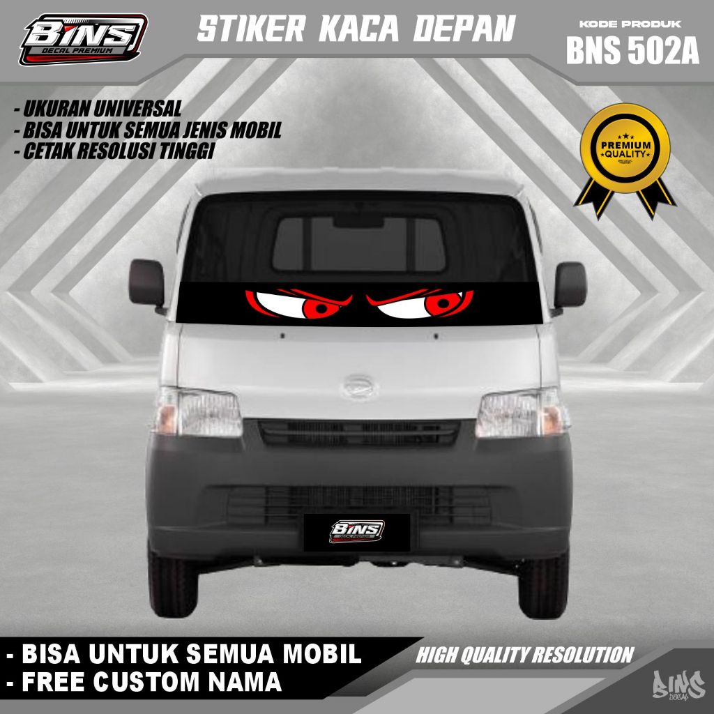 BNS502-STIKER KACA DEPAN MOBIL GAMBAR MATA MODEL STROBO VIRAL LAMPU KEKINIAN