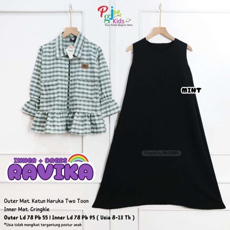 Set baju Anak perempuan untuk lebaran setelan baju inner outer anak perempuan usia 8-13 tahun