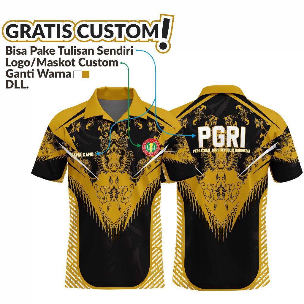 Baju PGRI Kaos PGRI Jersey PGRI Terbaru bisa custom nama logo dll