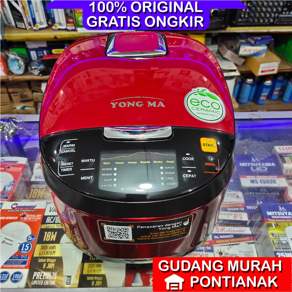 Ricecooker DIGITAL YONG MA 2 Liter Warna Kilat Magic Com Body Stainless YONGMA SMC-7047N SMC-7047