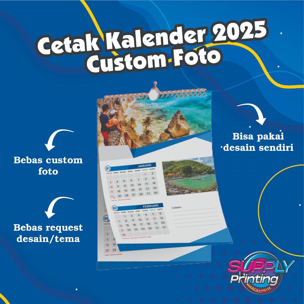 

Kalender Dinding Gantung Custom Free Design TAHUN 2025 3 lembar