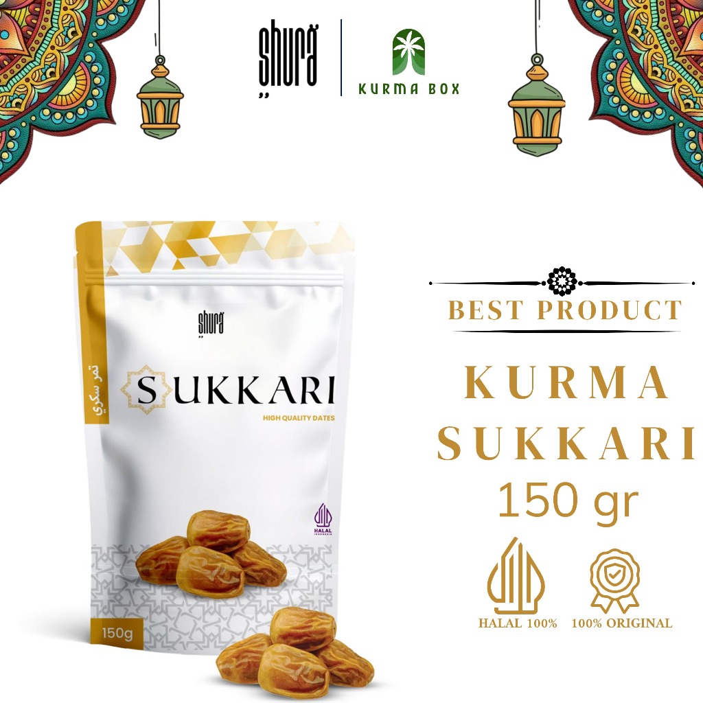 

Shura Kurma Sukkari Asli Kurma Raja Premium Pouch 150 Gram Asli Madinah