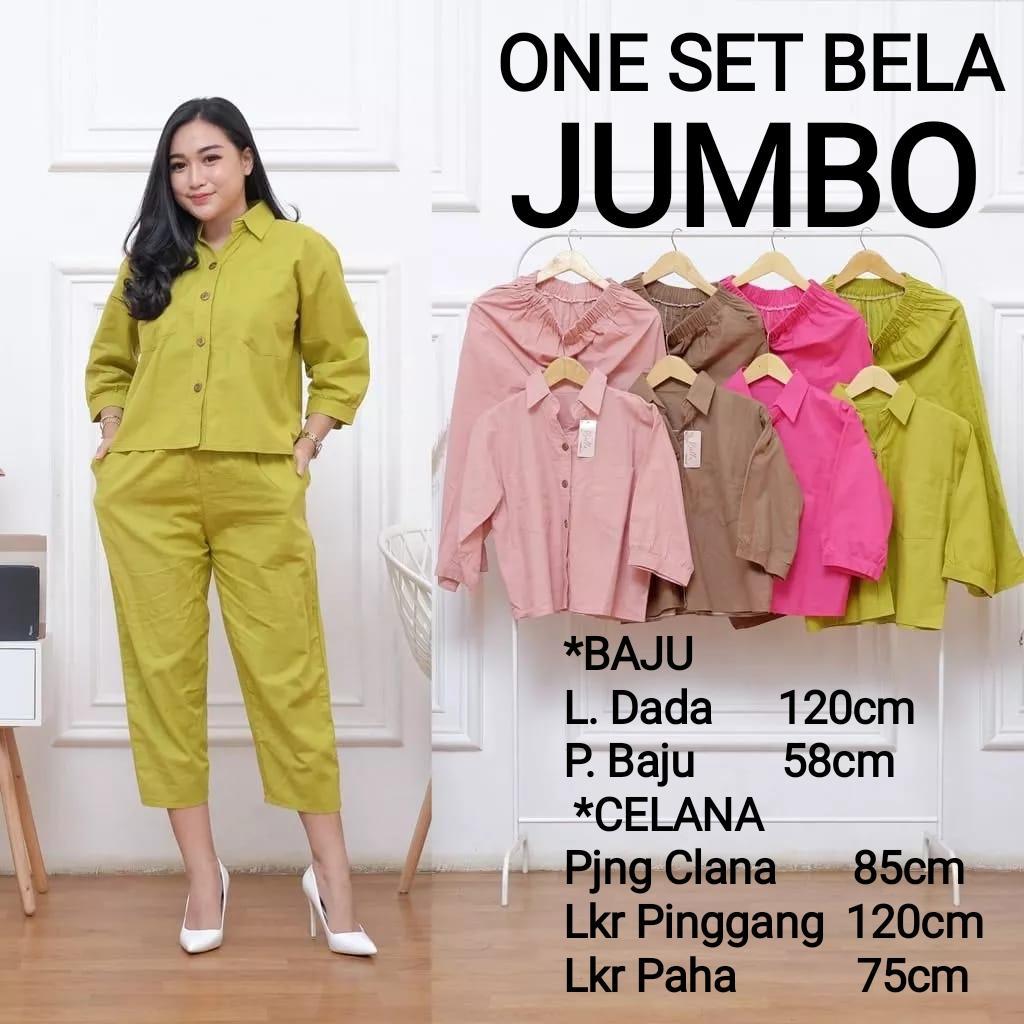 ONE SET CROP BELA JUMBO Setelan wanita terbaru, BUSUI Atasan kulot, polos terbaru+Celana Kekinian
