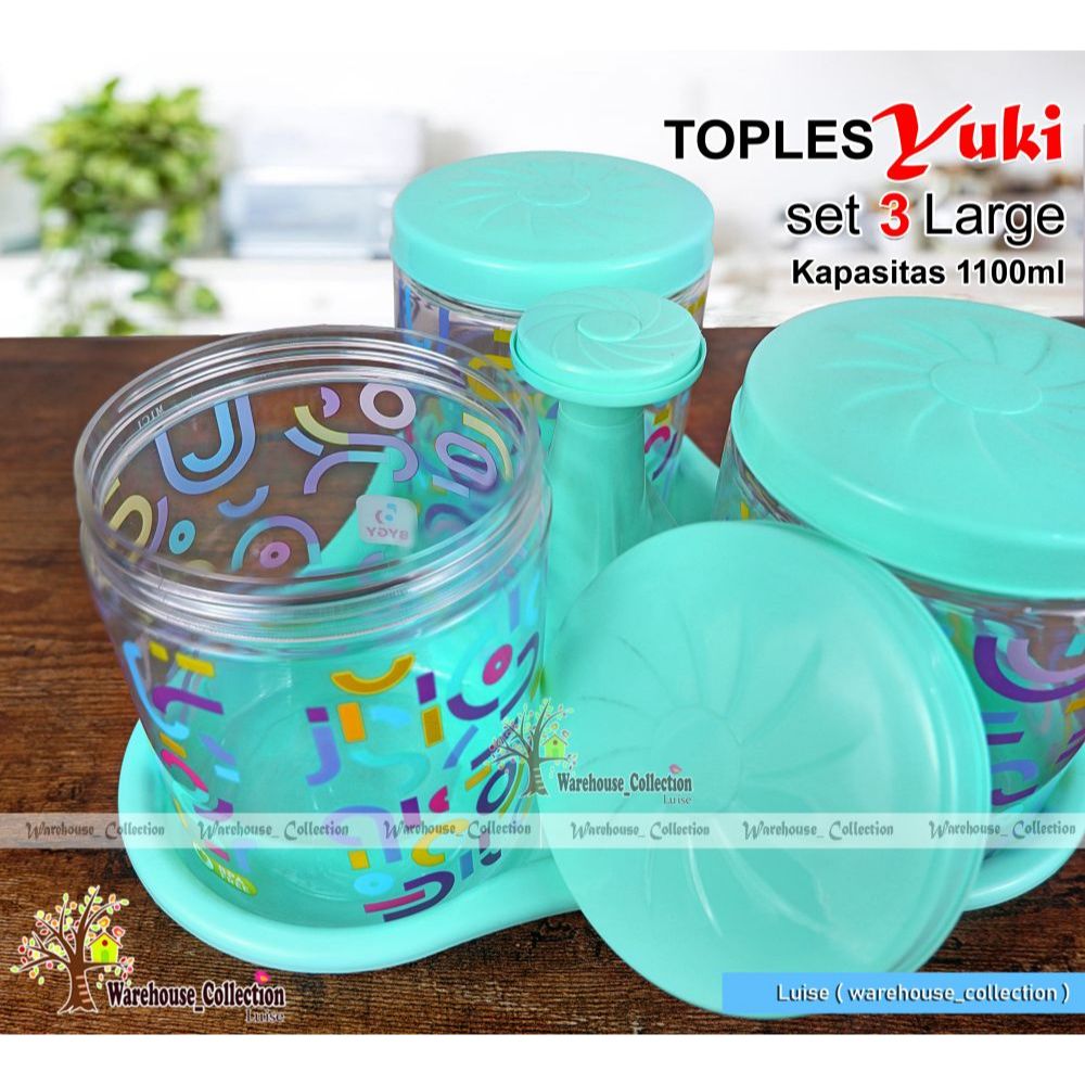 NEW Toples YUKI 1100 ml + Nampan Set 5 Large // SET 3 LARGE // TOPLES KUE LEBARAN CANTIK // TOPLES