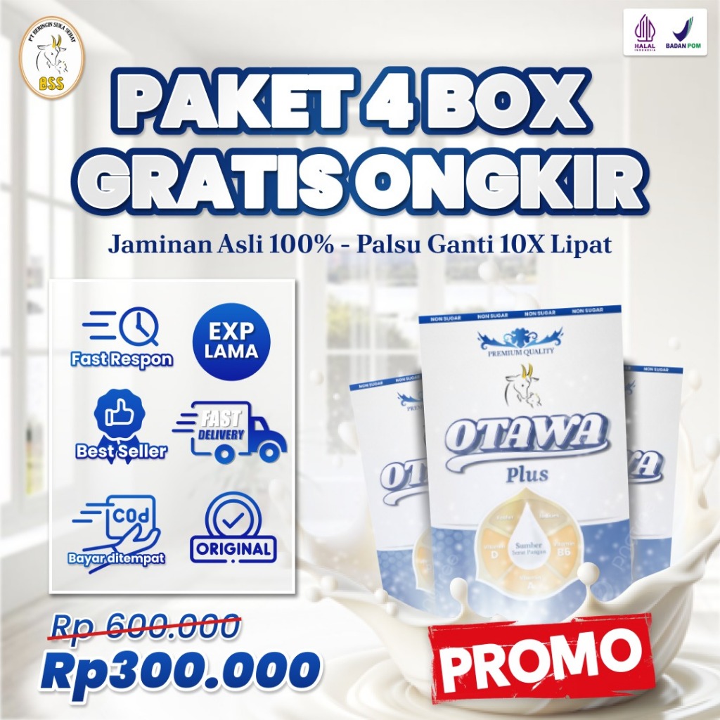 

4 Box OTAWA Plus : Perpaduan Susu Etawa Grade A & Herbal Alami, Sehat Setiap Hari