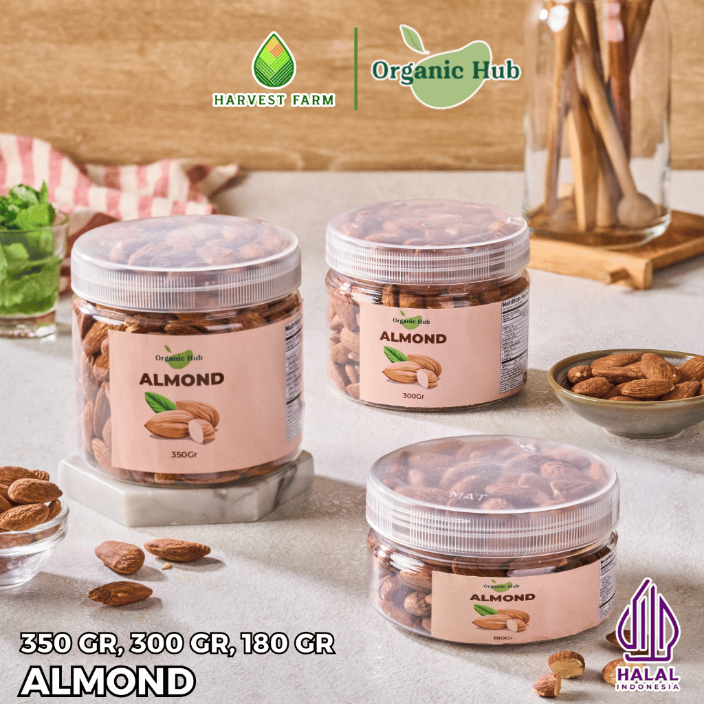 

Organic Hub Kacang Almond Panggang Kupas Premium Organik Roasted Almond Original Natural 100%