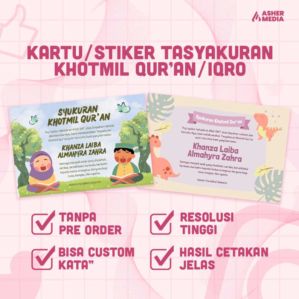 

KARTU ATAU STIKER SYUKURAN KHATMIL QUR'AN & IQRO