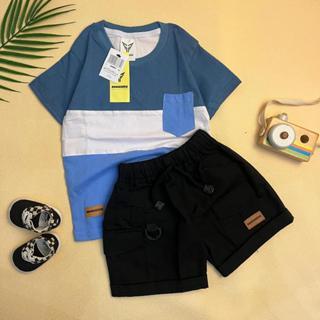 BRAVEKIDS FASHION - COLORBLOCK DENIM ON THE ROCK TEES KATUN 24s SETELAN ANAK UMUR 1-5 TAHUN T SHIRT 