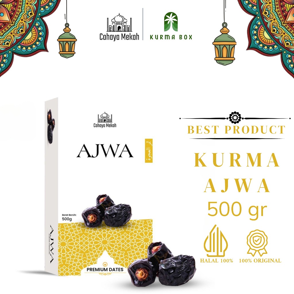 

Cahaya Mekah Kurma Ajwa Kurma Nabi Asli Premium Quaity Kemasan Box 500 Gram