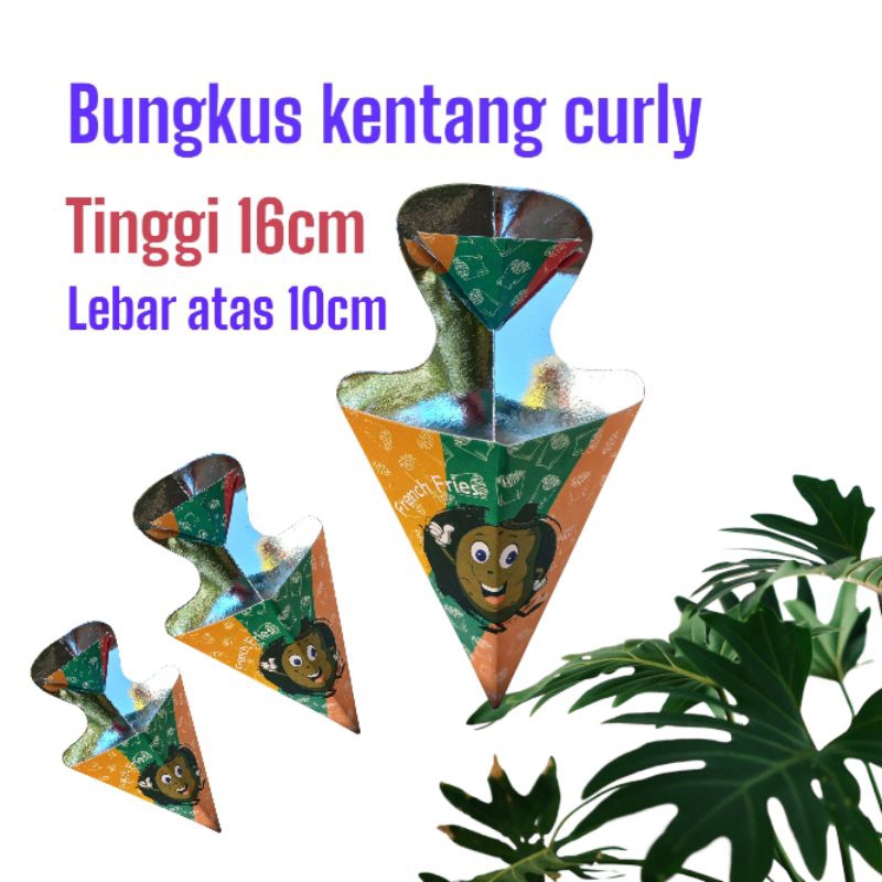 

kertas bungkus kentang curly,Dus kentang stick isi 50 pcs,16x10cm