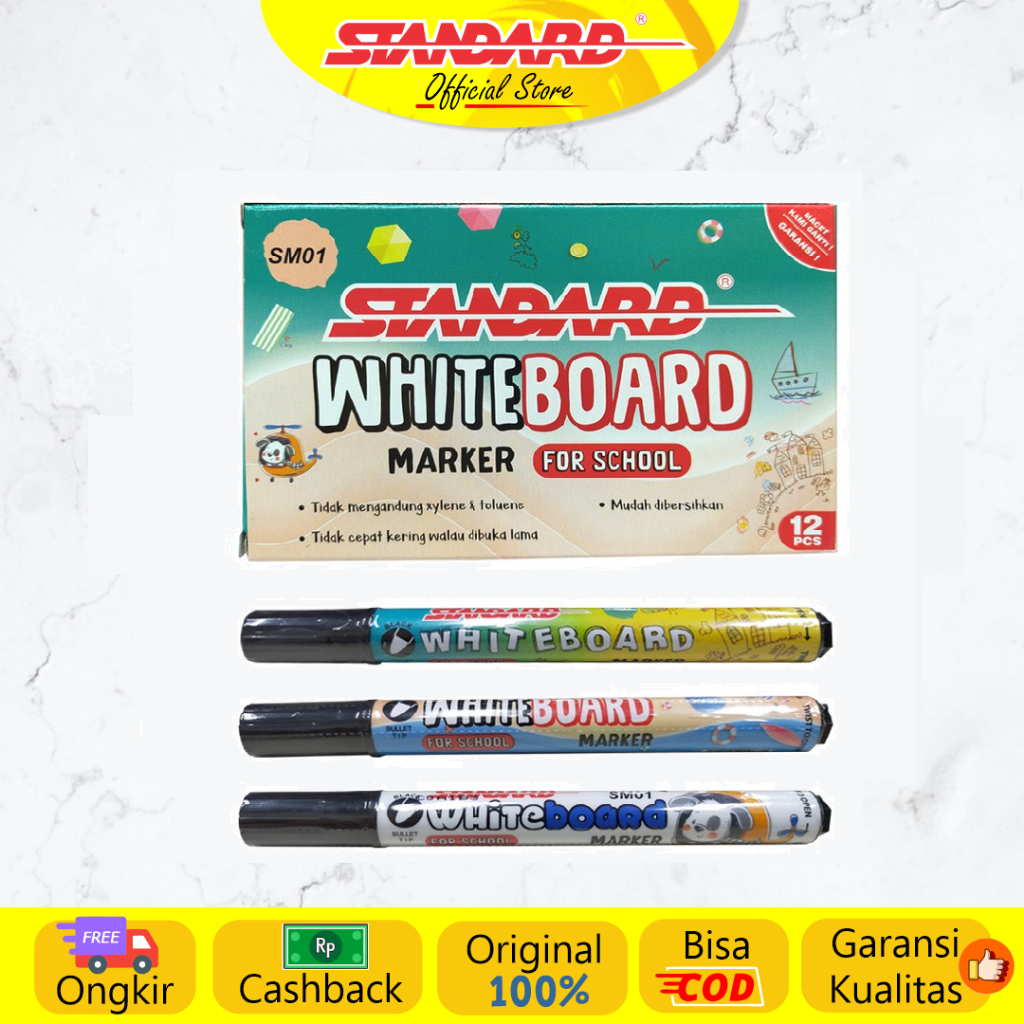 

Standard - Marker SM01 Whiteboard Marker Isi 12 pcs / Spidol yang bisa dihapus