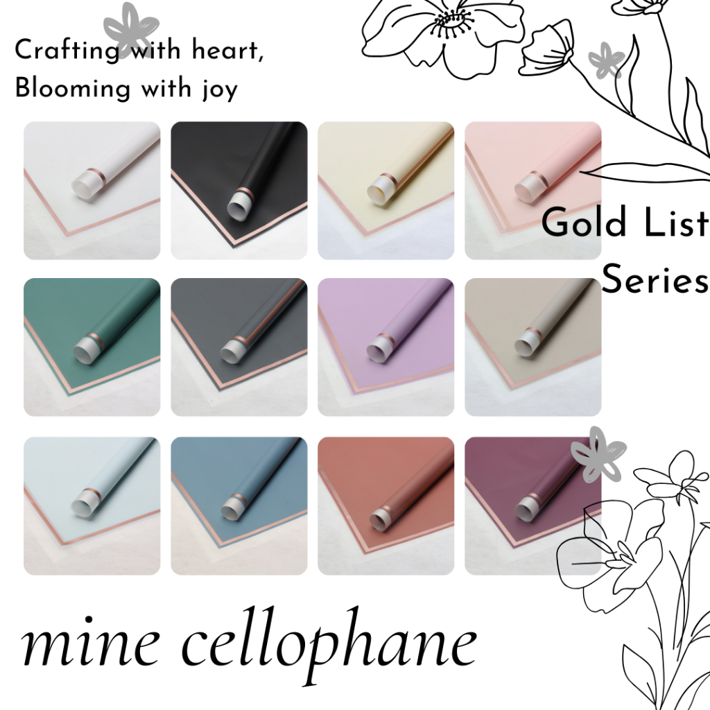 

[20 Lembar] Wrapping Paper Buket List Emas / List Gold Frame
