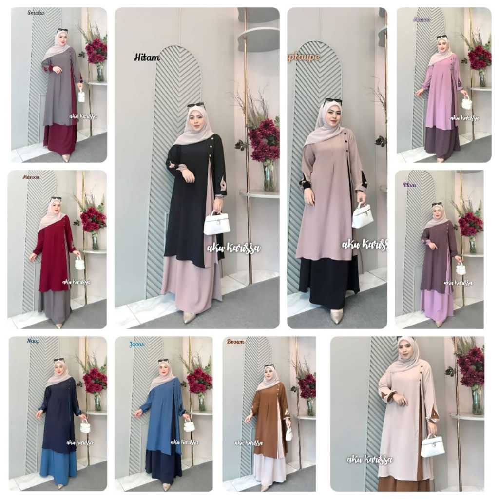 Qinara one set rok Malaysia /Qinara Aku karissa /set rok wanita / setelan rok / oneset rok wanita /g