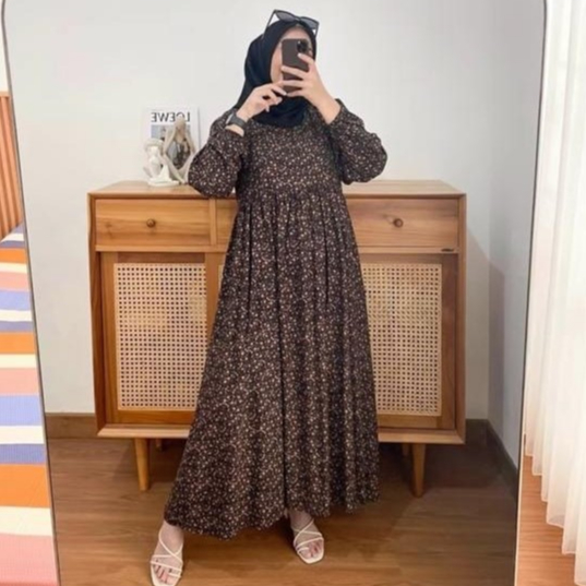 MIDI DRESS RAYON PREMIUM JUMBO / DASTER LENGAN PANJANG / DRESS MIDI KATUN RAYON