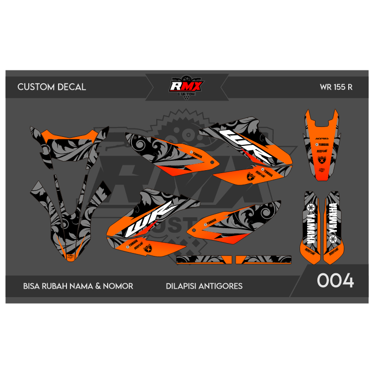 DECAL WR 155 (004) DEKAL STIKER WR 155 R 2019 2020 2021 2022 HITAM MERAH, KUNING, HIJAU, BIRU TUA/MU