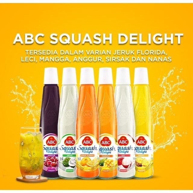 

ABC Squash Aneka Rasa 450 ML / ABC Squash Orange / ABC Squash Jeruk / ABC Squash Anggur / ABC Squash Nanas / ABC Squash Mangga / ABC Squash Leci / ABC Squash Sirsak