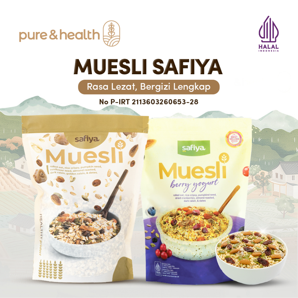 

Muesli Safiya 1 Kg Sereal Oat dengan Biji-Bijian, Kismis, dan Berry