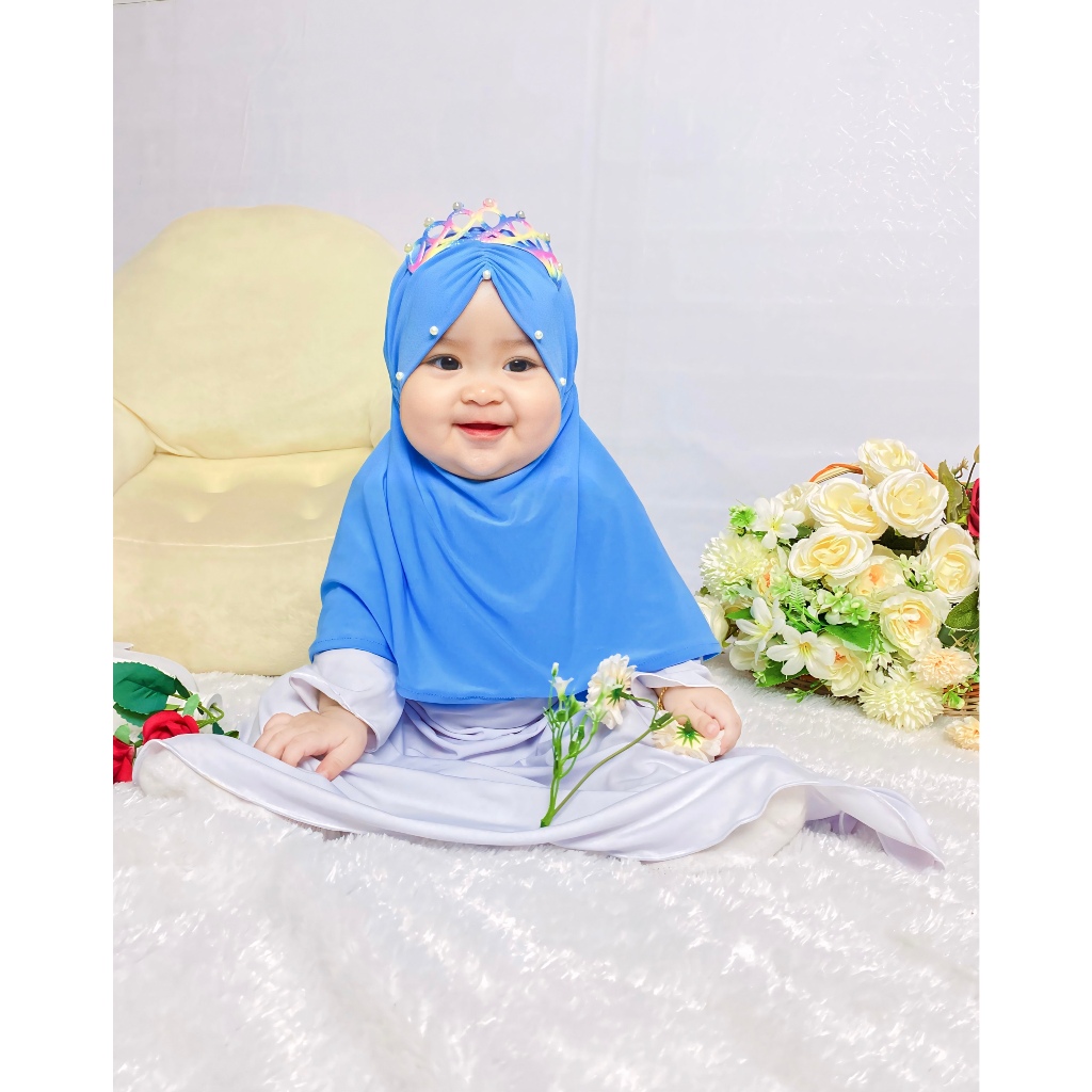 Preorder Jilbab Mahkota Crown Rainbow Kerudung Anak Balita Lucu Bergo Bayi Bahan Jersey Adem
