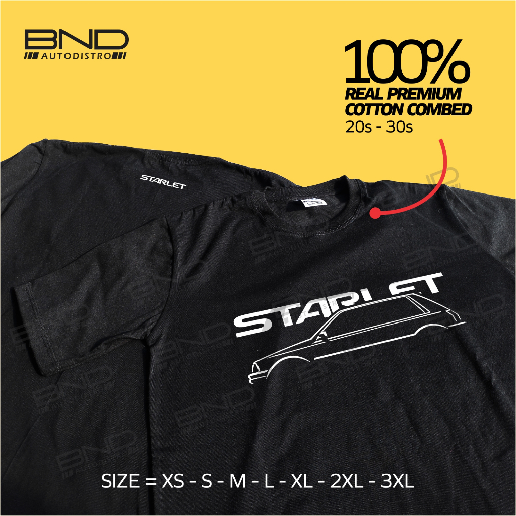 BND - Kaos Toyota Starlet Kotak EP70 SIDE T-Shirt Baju Kaos Starlet Kotak Kaos Otomotif Kaos Distro