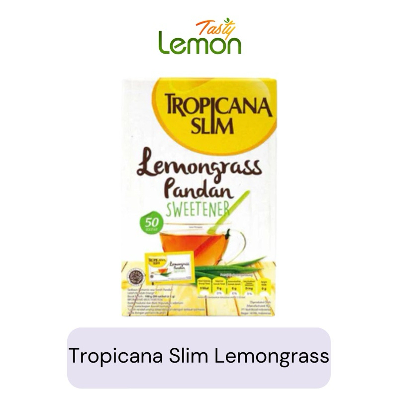 

Tropicana Slim Sweetener Lemongrass Pandan 1 Box Isi 50 Sachet