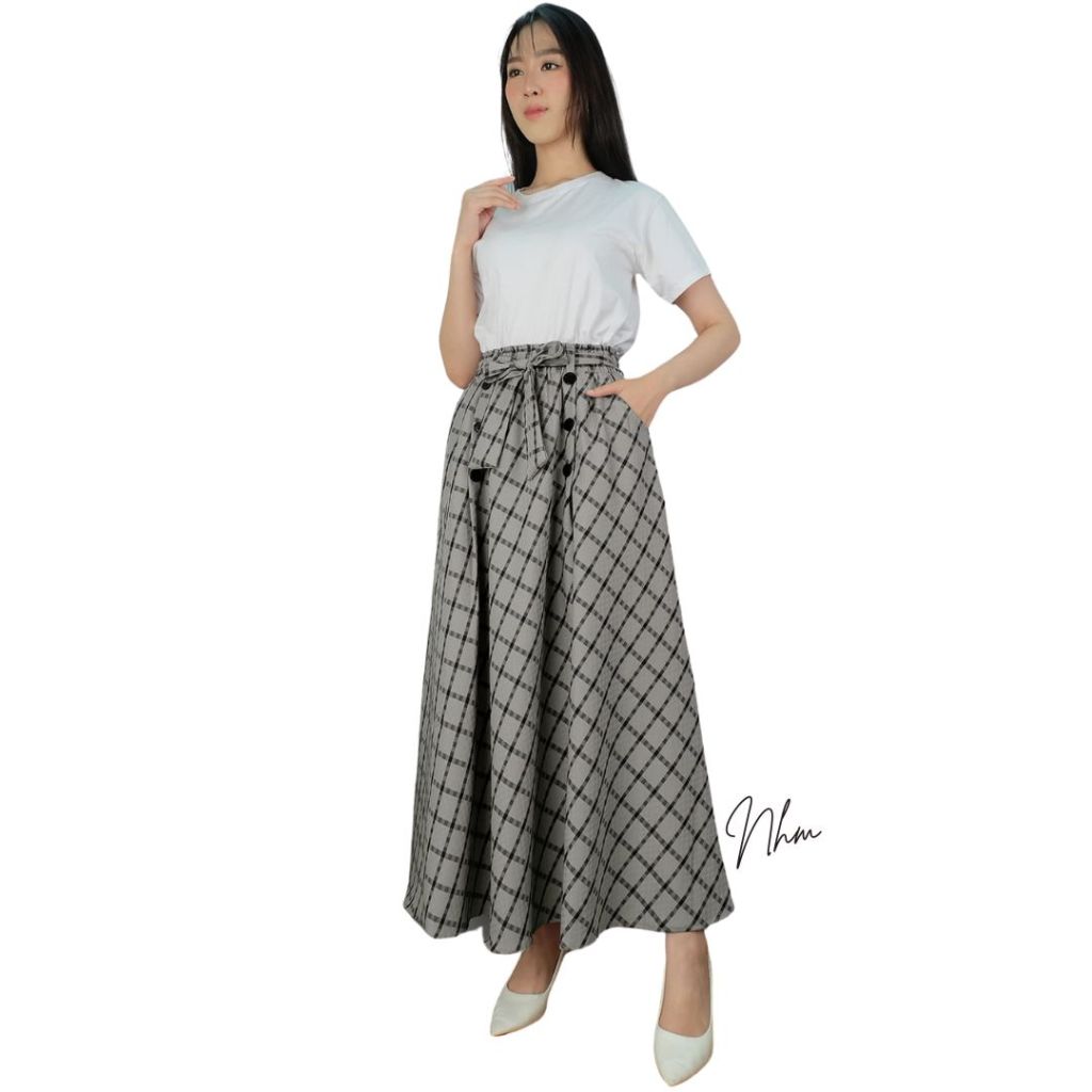 Rok Panjang Wanita Cantik Bawahan Muslimah Kotak Lebar