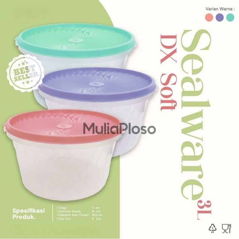 Toples Kerupuk 3Liter INTERPLAST Sealware Bulat 3Liter Warna Soft