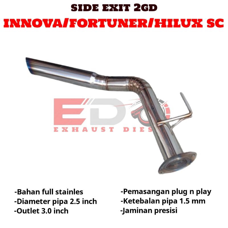 Knalpot Side Exit Innova Reborn 2GD Fortuner Vrz Hilux 2GD