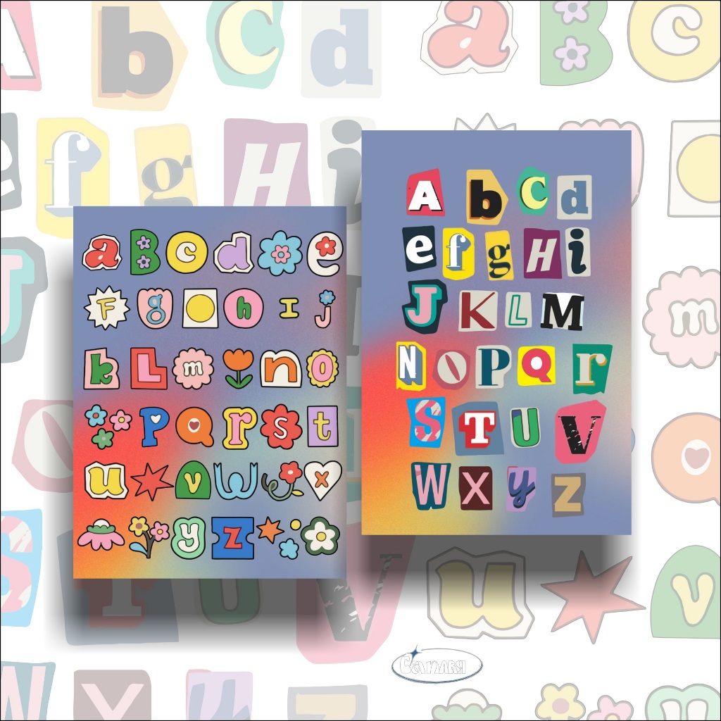 

Sticker Alfabet Huruf A-Z / Sticker Deco Scrapbook Journal Alfabet Sheet
