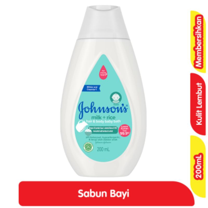 Johnson's Baby Milk + Rice Sabun Mandi & Sampo Bayi Botol 200 ml