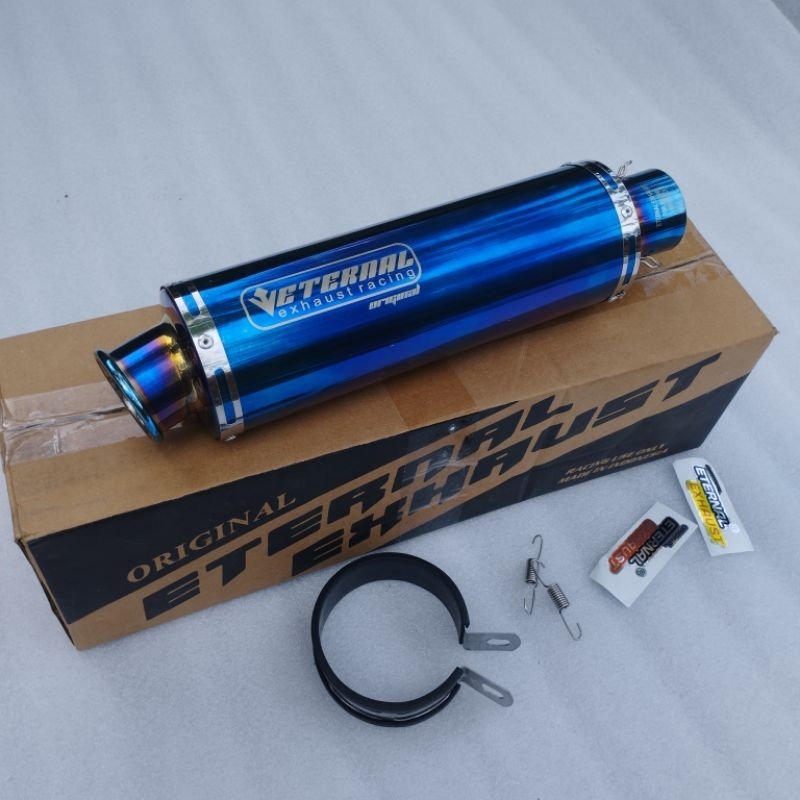 silencer knalpot racing eternal exhaust original bluemoon inlet 50 glasswoll knalpot anti bakar kual