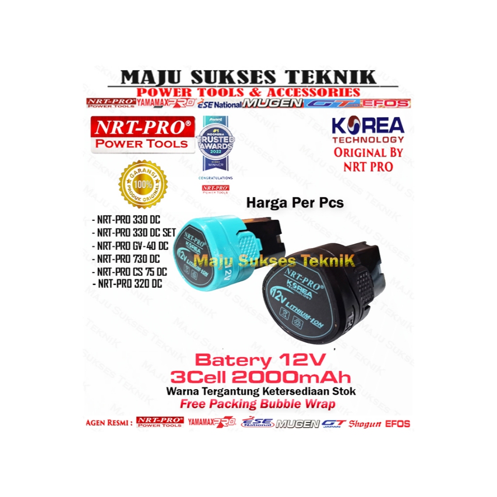 NRT-PRO Baterai Batre Mesin Bor Cordless Drill 12 V 12V MODERN M12V, M12VB, M13, M15 / KODENKI KDK-C