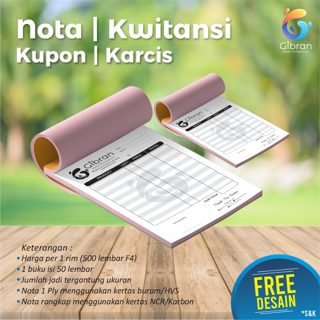 

[TERLARIS] Nota Kwitansi Kupon Karcis Custom