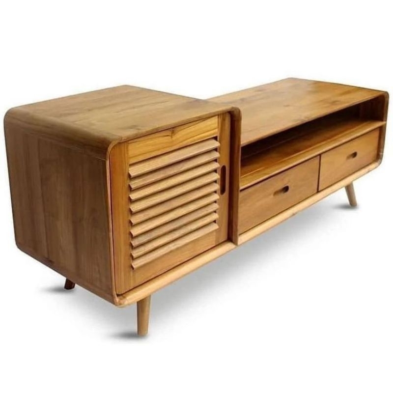 Bufet tv minimalis, bufet tv jati solid, bufet tv jati rotan, meja tv model retro, bufet scandinavia