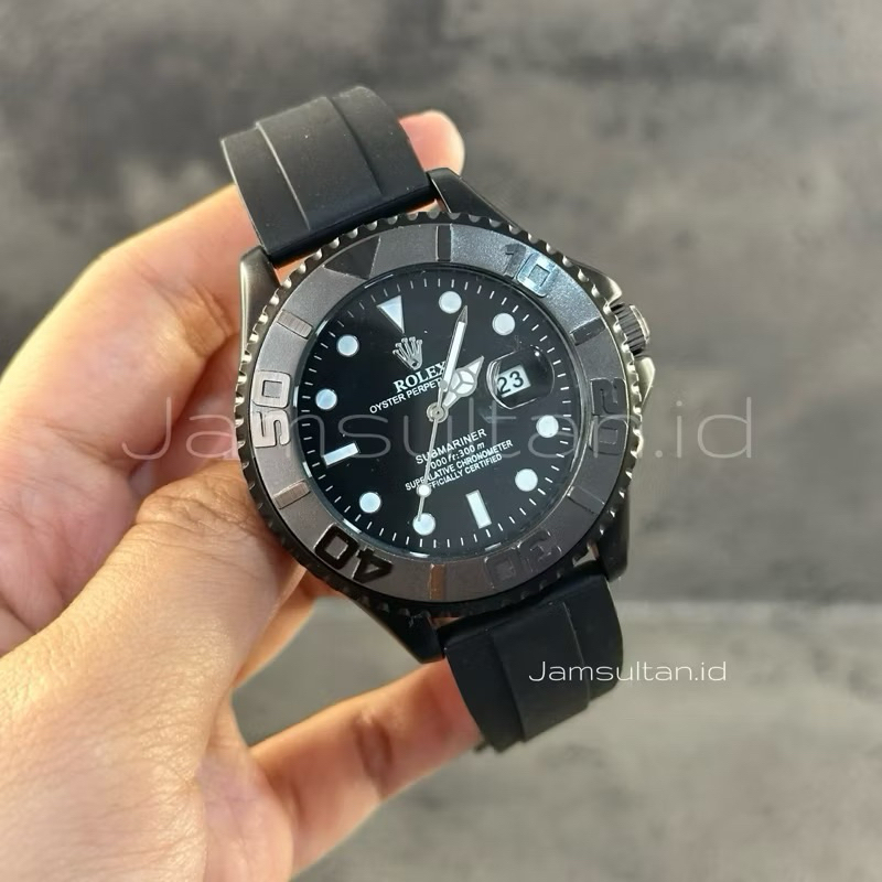 JAM TANGAN SULTAN PRIA ROLEX SUBMARINER OYSTER PERPETUAL DATE TALI TUBBER DIAMETER 44MM