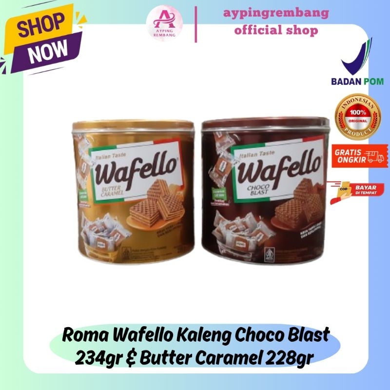 

Roma Wafello Kaleng Rasa Coklat 234gr | Butter Caramel 228gr & Karton (1 dus isi 6 kaleng)