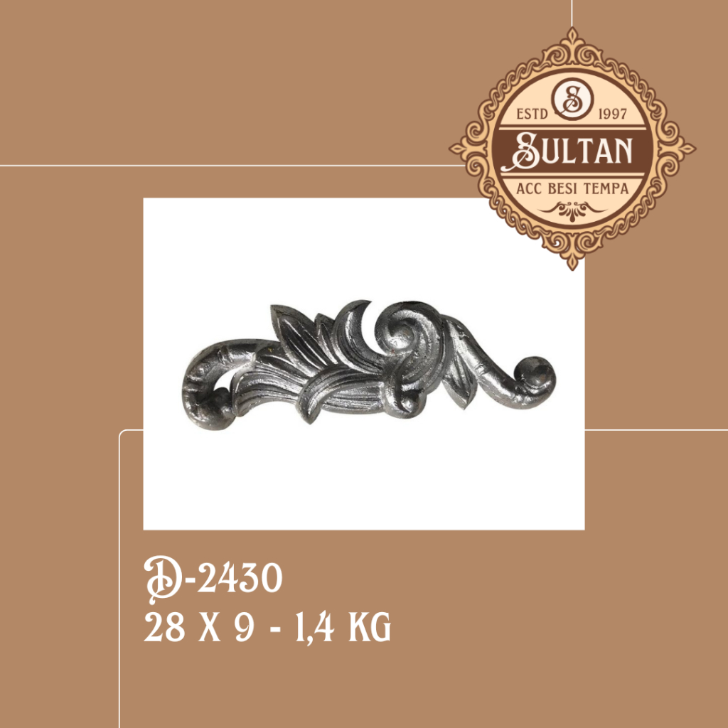 Sultan Besi Tempa / D-2430 / Ornamen Daun Besi Tempa / Ornamen Pagar Besi Klasik / Aksesoris Besi Te