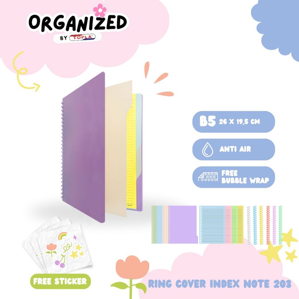 

Ring Index Notebook with cover Buku catatan spiral notebook sekolah kuliah isi ulang ukuran B5 Topla