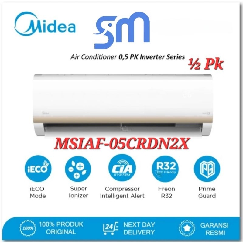 AC Midea 1/2 PK MSIAF-05CRDN2X Inverter Quattro 05CRDN2 MSIAF05CRDN2X 0.5