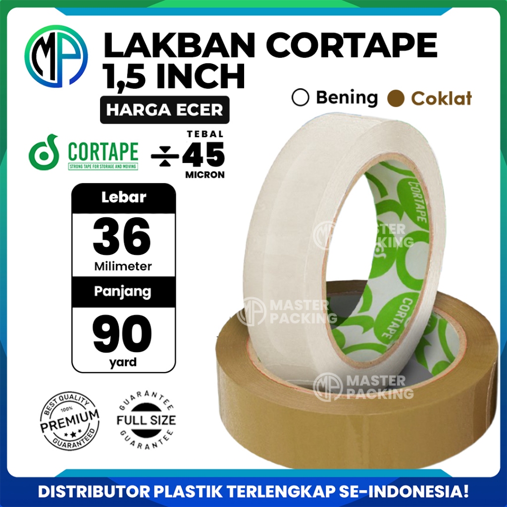 

Lakban Isolasi Solatip Cortape BENING DAN COKLAT 36mm x 90y OPP Tape Plakban Harga Ecer Satuan