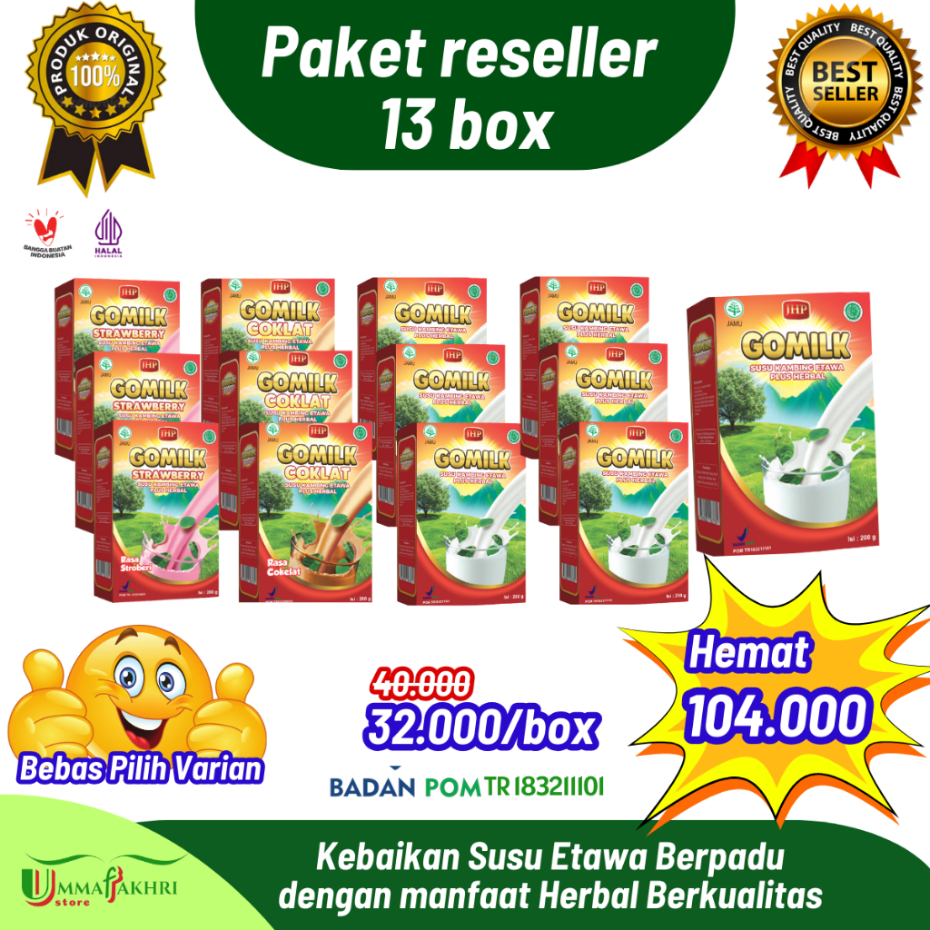 

GOMILK SUSU ETAWA HERBAL PAKET RESELLER 13 BOX