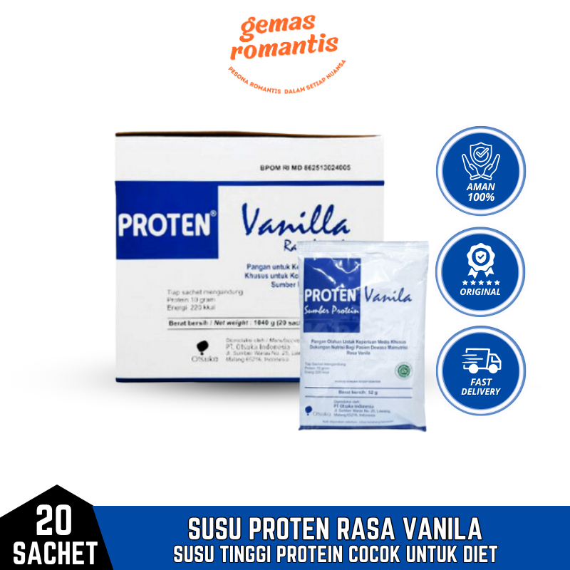 

Susu Proten Vanilla Box isi 20 Sachet