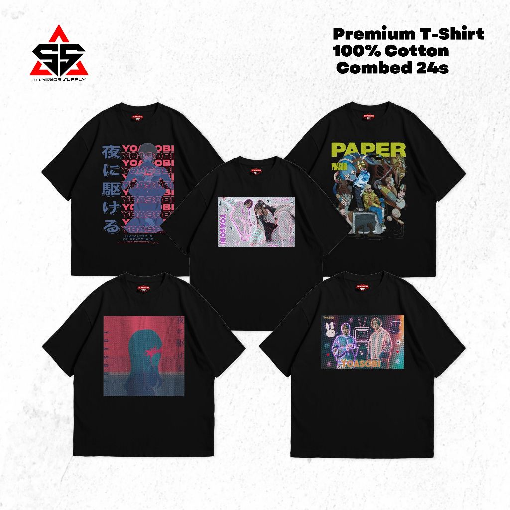 SUPERIOR Kaos Yoasobi Oversize Black tshirt kaos hitam Pop YOASOBI 1-13