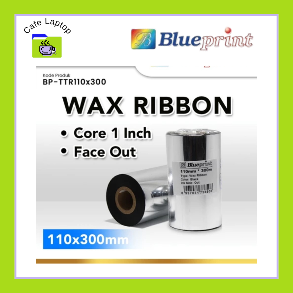 

Ribbon Wax Barcode Label 110 x 300 m BLUEPRINT Thermal Transfer Ribbon 110x300 Meter