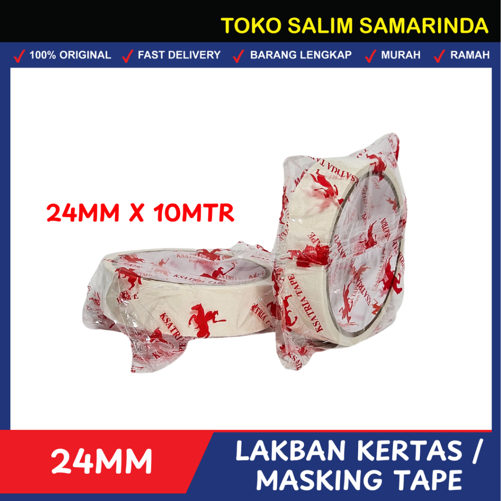 

Lakban Kertas / Masking Tape 24mm x10m Berkualitas
